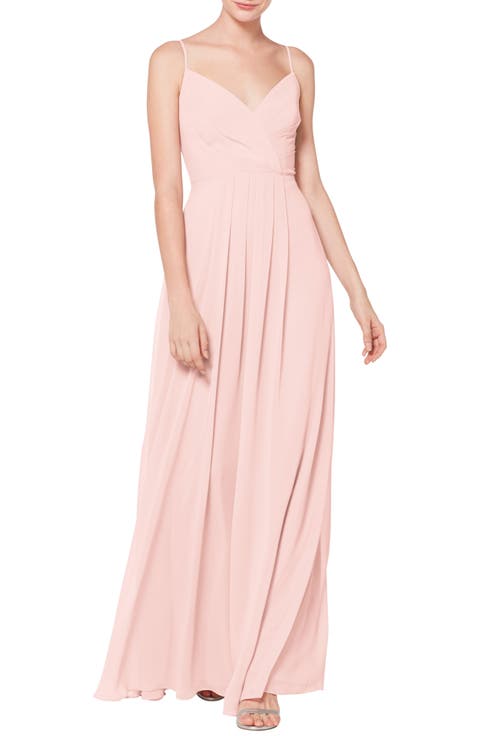 Surplice Neck Chiffon A-Line Gown