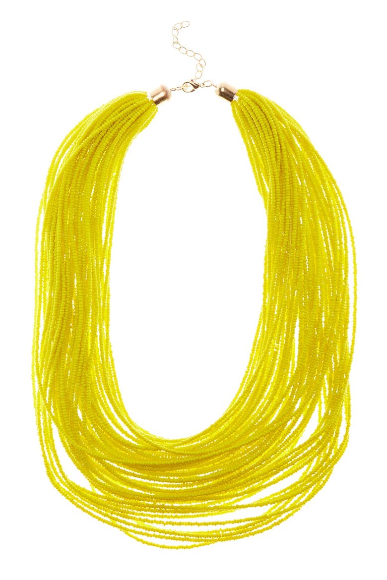 Beaded Multilayered Necklace, Main, color, YELLOW