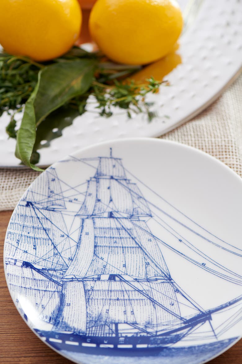 Rigging Small Plates, Mixed Set of 4 - Porcelain, Alternate, color, BLUE