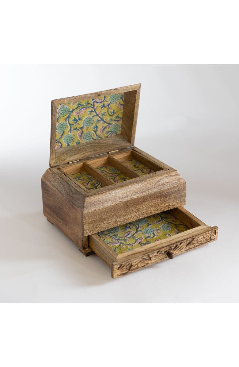 Ten Thousand Villages Phoolon Mango Wood Jewelry Box, Alternate, color, Brown