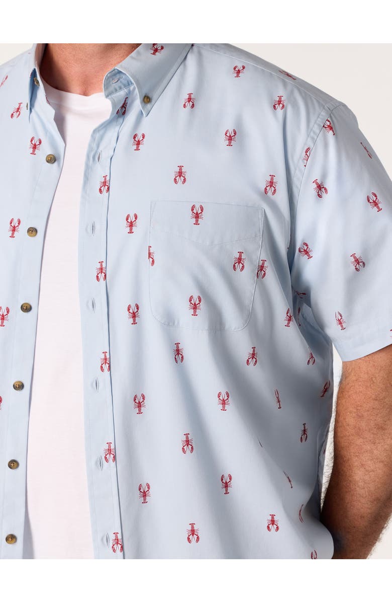 Harbor Bay by DXL Big & Tall Easy-Care Lobster Print Sport Shirt, Alternate, color, Blue Red