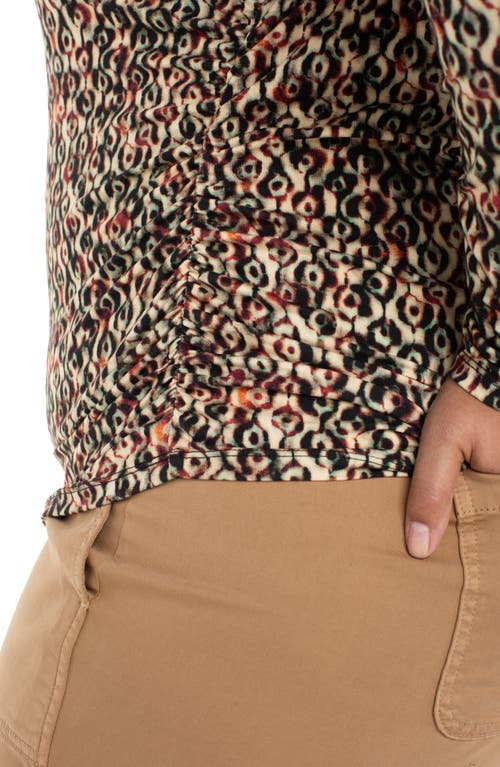 Liverpool Los Angeles Ruched Mock Neck Top In Brown