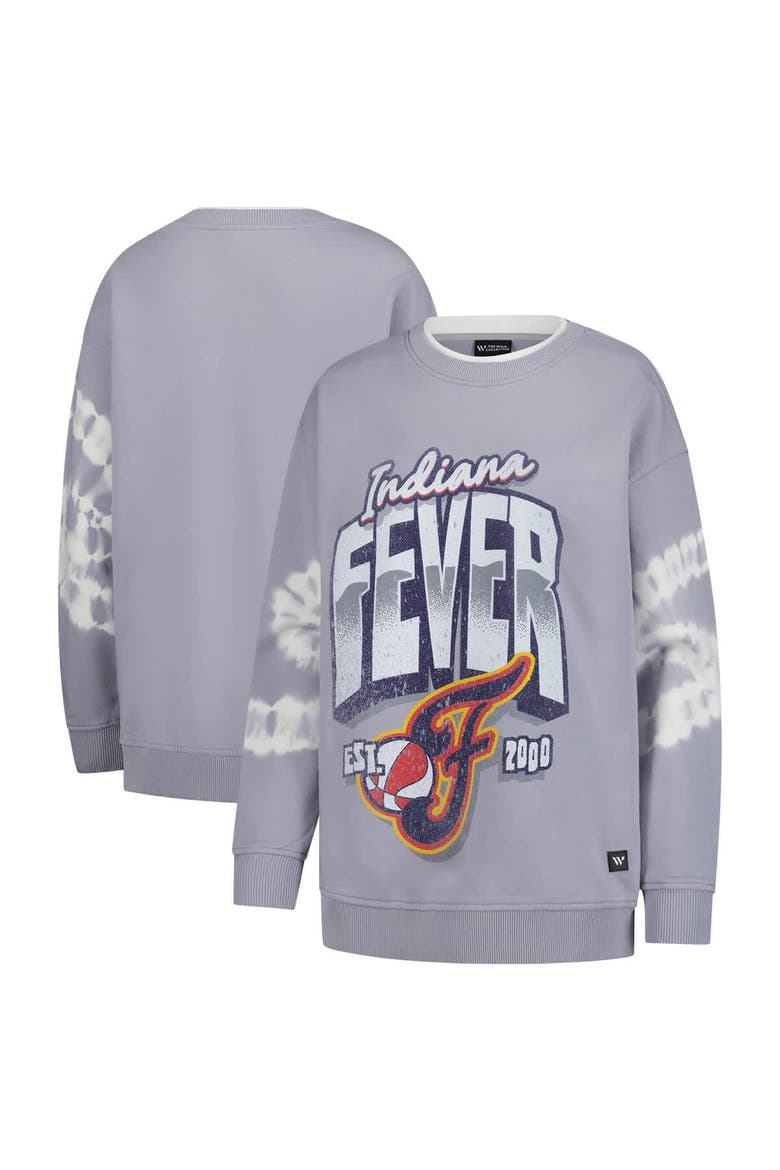 Women's The Wild Collective  Gray Indiana Fever Double Collar Fleece Pullover Sweatshirt, Alternate, color, Gray