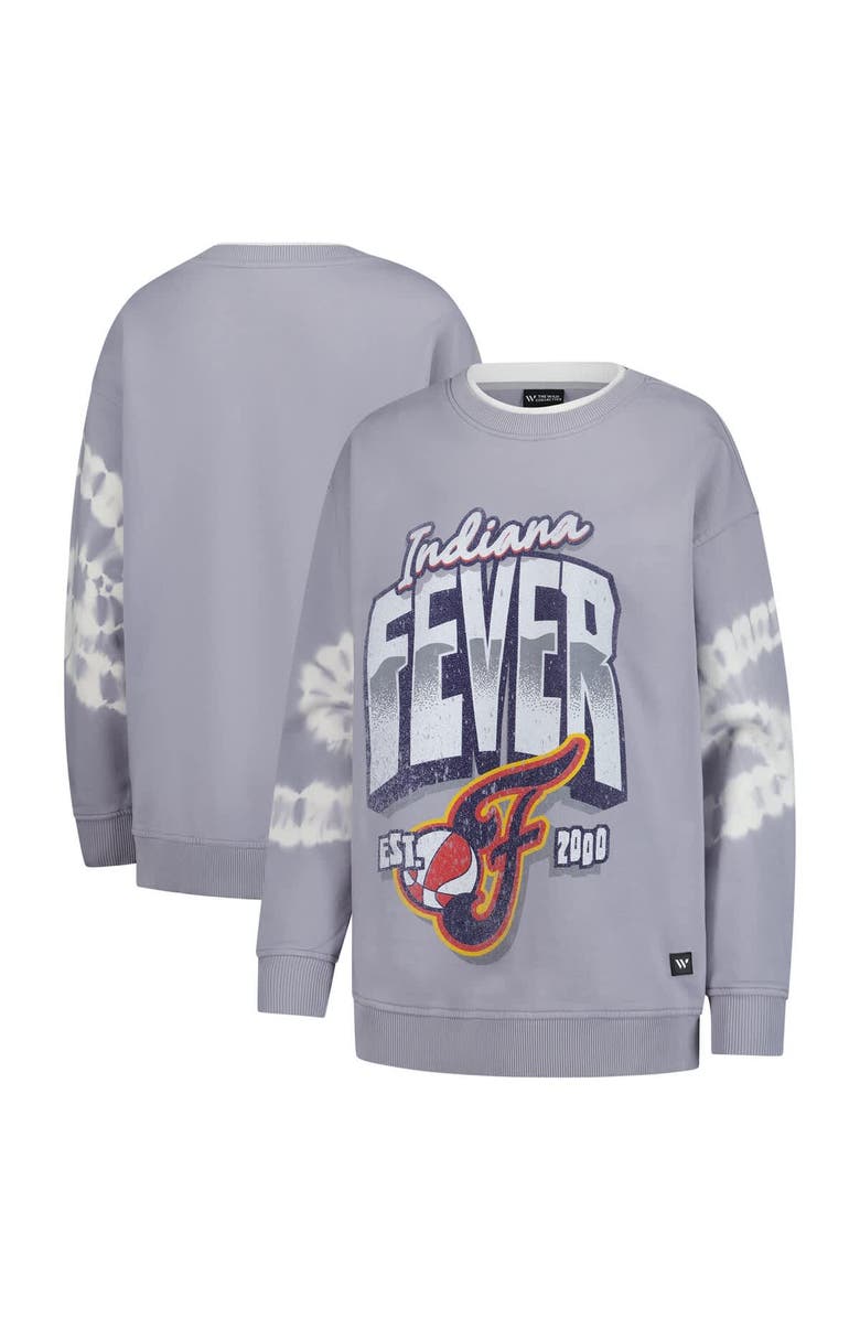 THE WILD COLLECTIVE Women's The Wild Collective  Gray Indiana Fever Double Collar Fleece Pullover Sweatshirt, Alternate, color, Gray