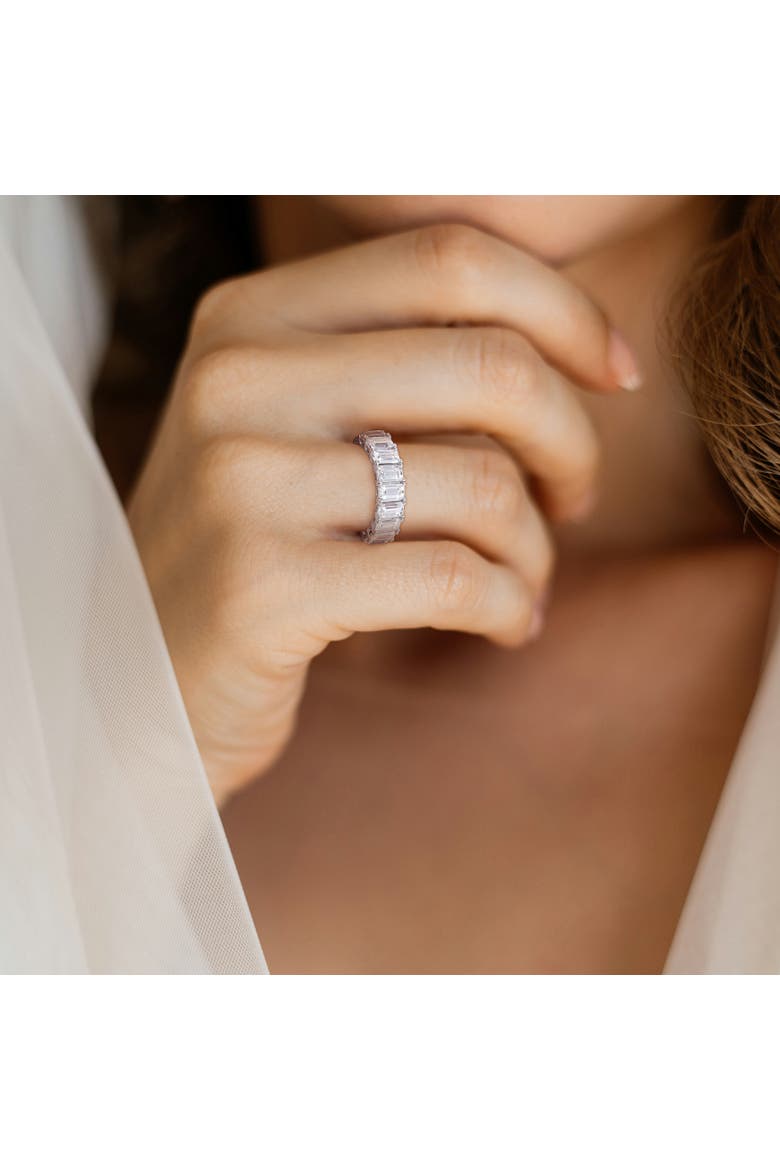 Moissanite Emerald Eternity Ring 14k White Gold, Alternate, color, 14k White Gold