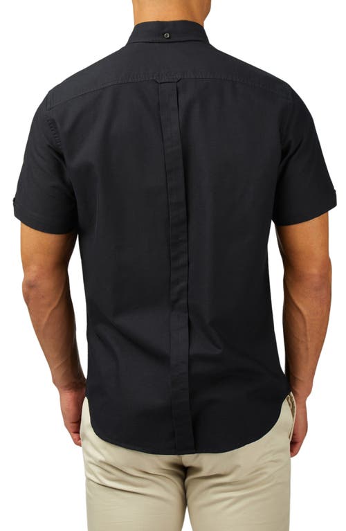 Ben Sherman Signature Short Sleeve Organic Cotton Oxford Button-down Shirt In Black