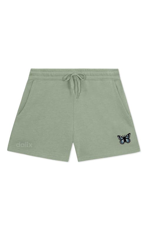Dalix Womens Butterfly Midweight Washed Fleece Shorts In Green