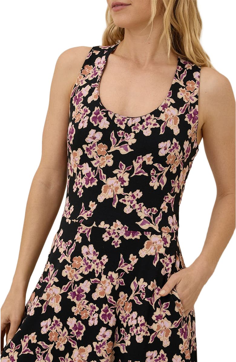 Pact Organic Cotton Fit & Flare Open Back Maxi Dress, Main, color, Scattered Posies Black