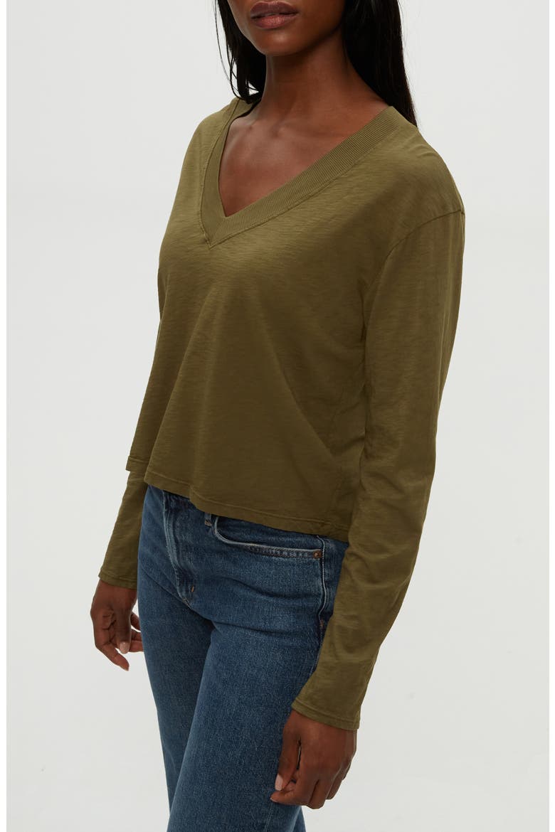Brea V-Neck Supima Cotton Top, Alternate, color, TOPIARY
