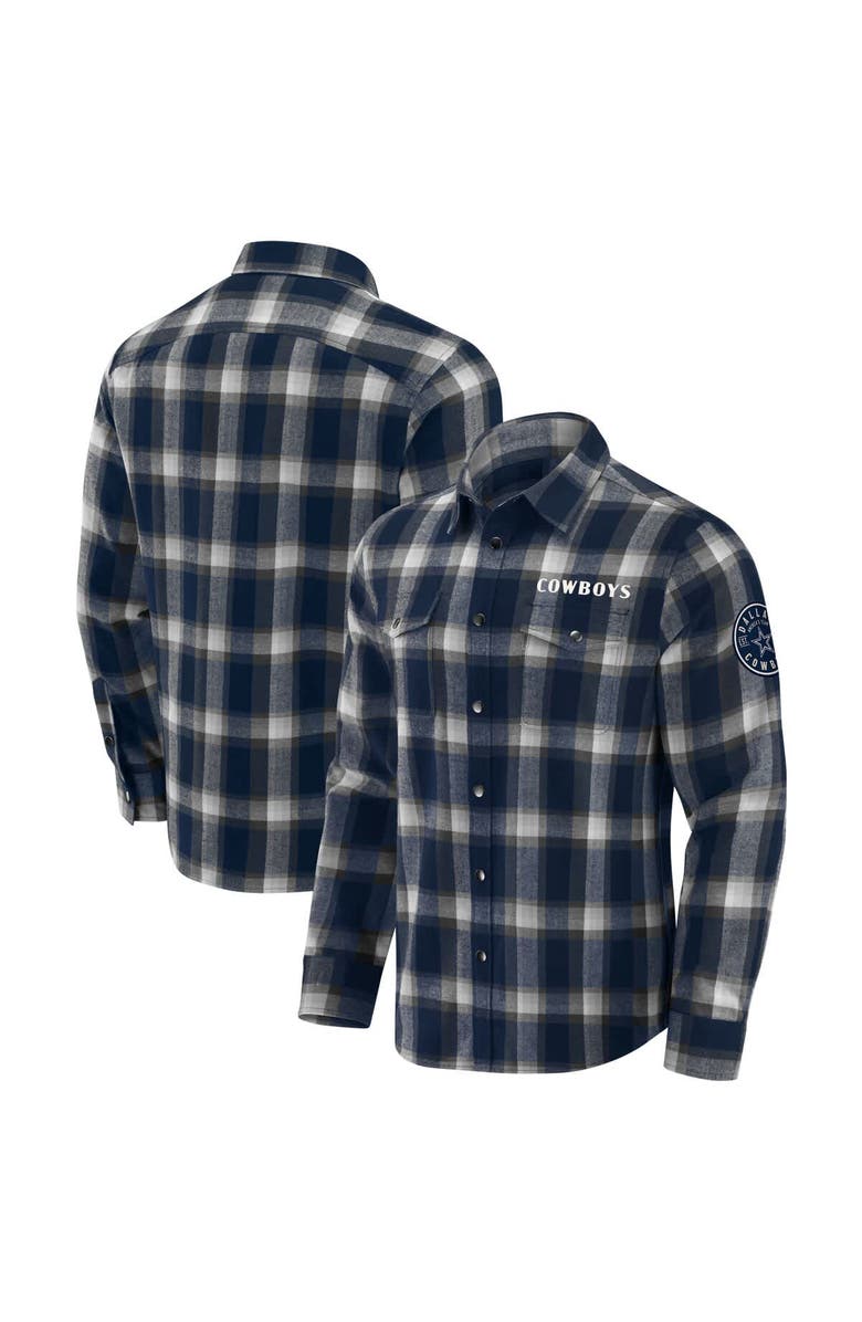 Darius Rucker Collection by Fanatics Men's Darius Rucker Collection by Fanatics Navy Dallas Cowboys Flannel Plaid Full-Snap Shirt, Main, color, 