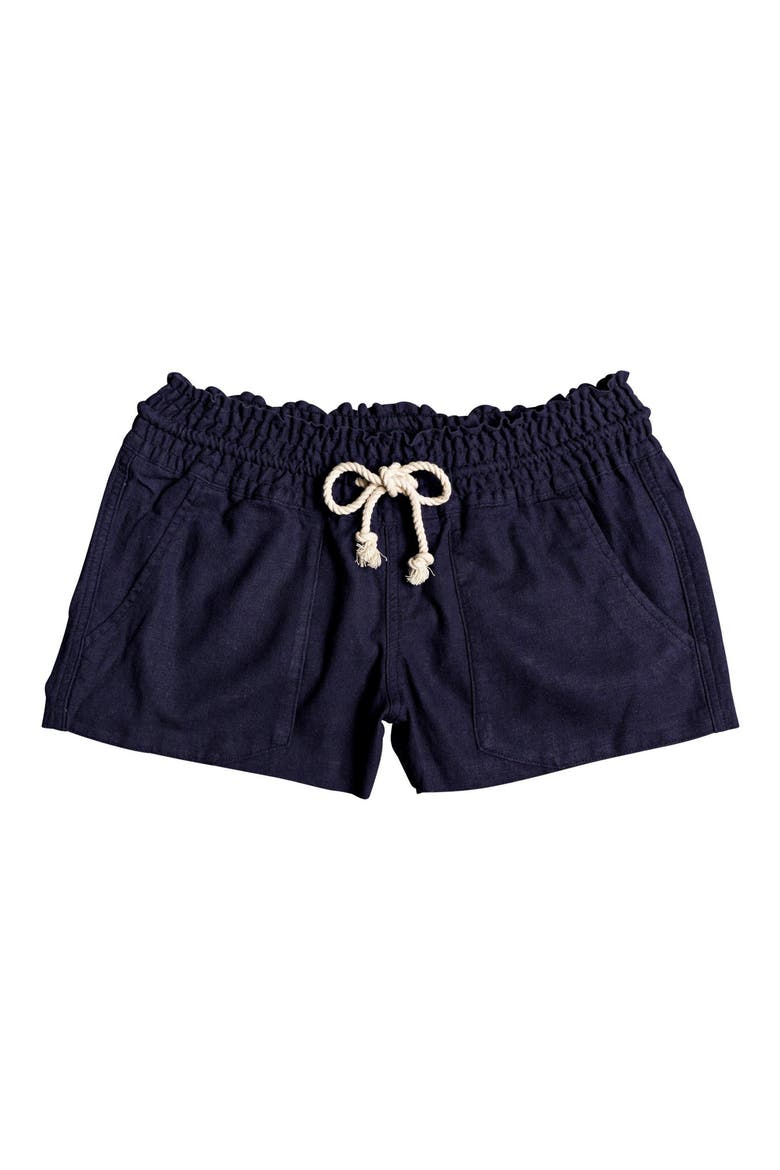 Oceanside Cotton Drawstring Shorts, Alternate, color, MOOD INDIG
