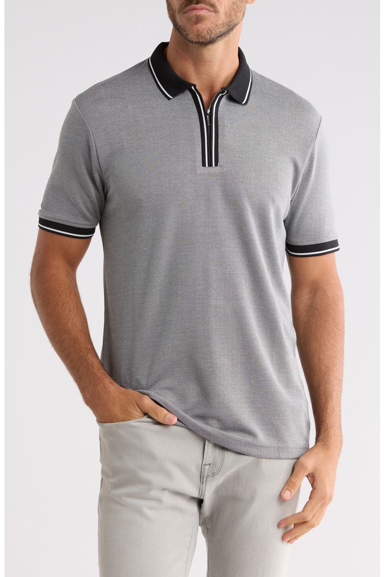 Contrast Trim Polo, Main, color, BLACK HEATHER