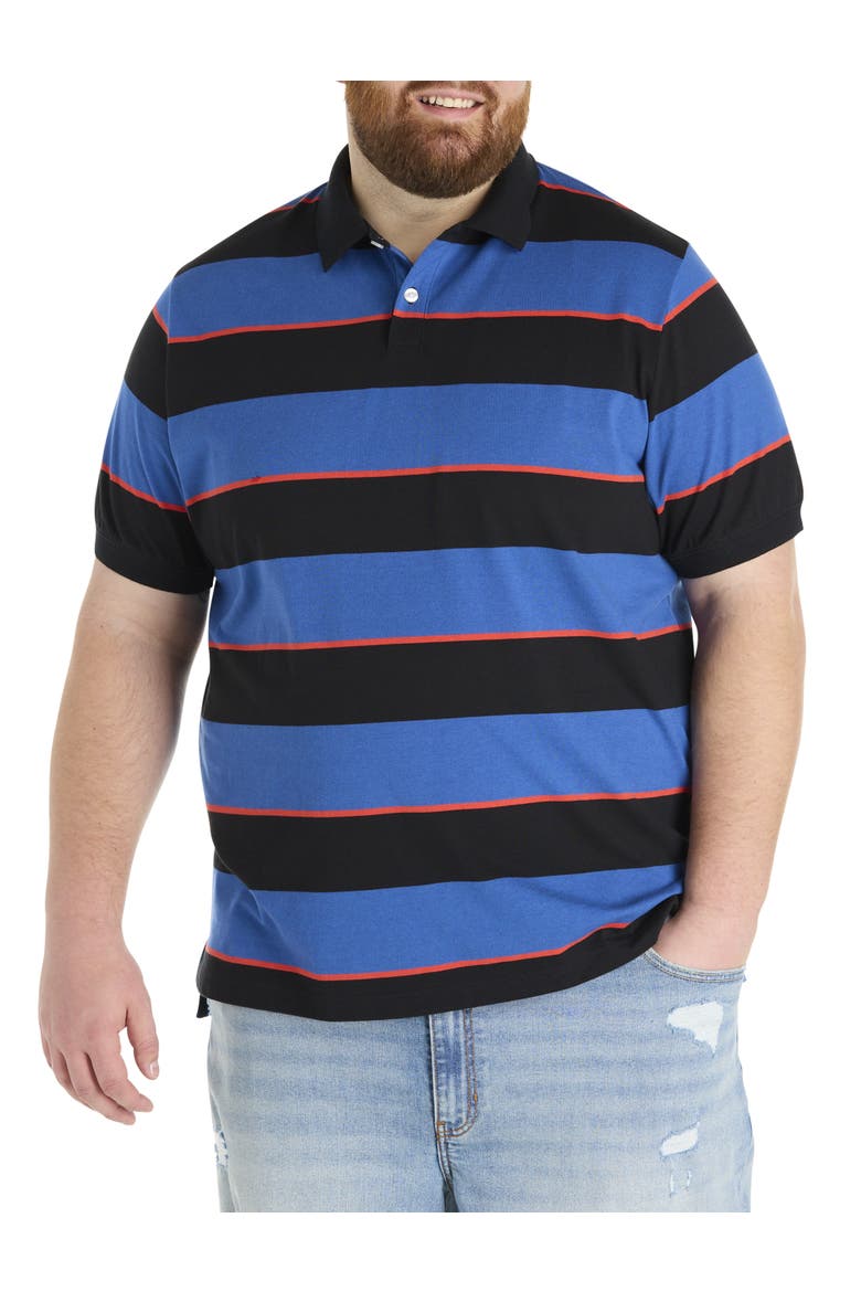 Big & Tall Rugby Striped Polo Shirt, Main, color, CAVIAR MULTI