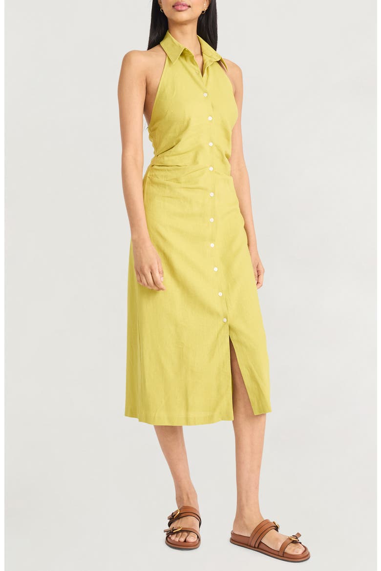 Sleeveless Linen Blend Halter Shirtdress, Alternate, color, PERIDOT
