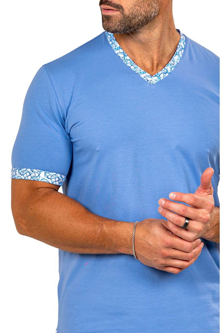 Edison Marthyr0005 Blue Cotton V-Neck T-Shirt, Alternate, color, BLUE