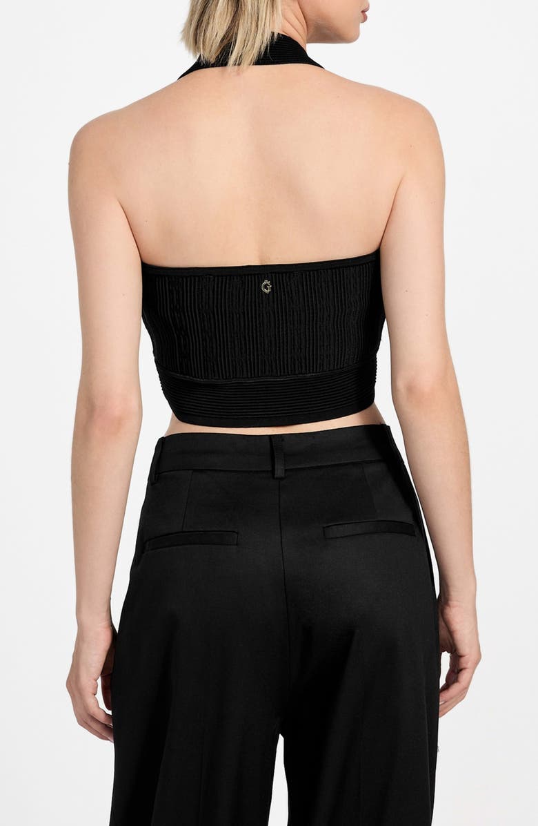 GUESS Sofie Rib Crop Halter Top, Alternate, color, Jet Black