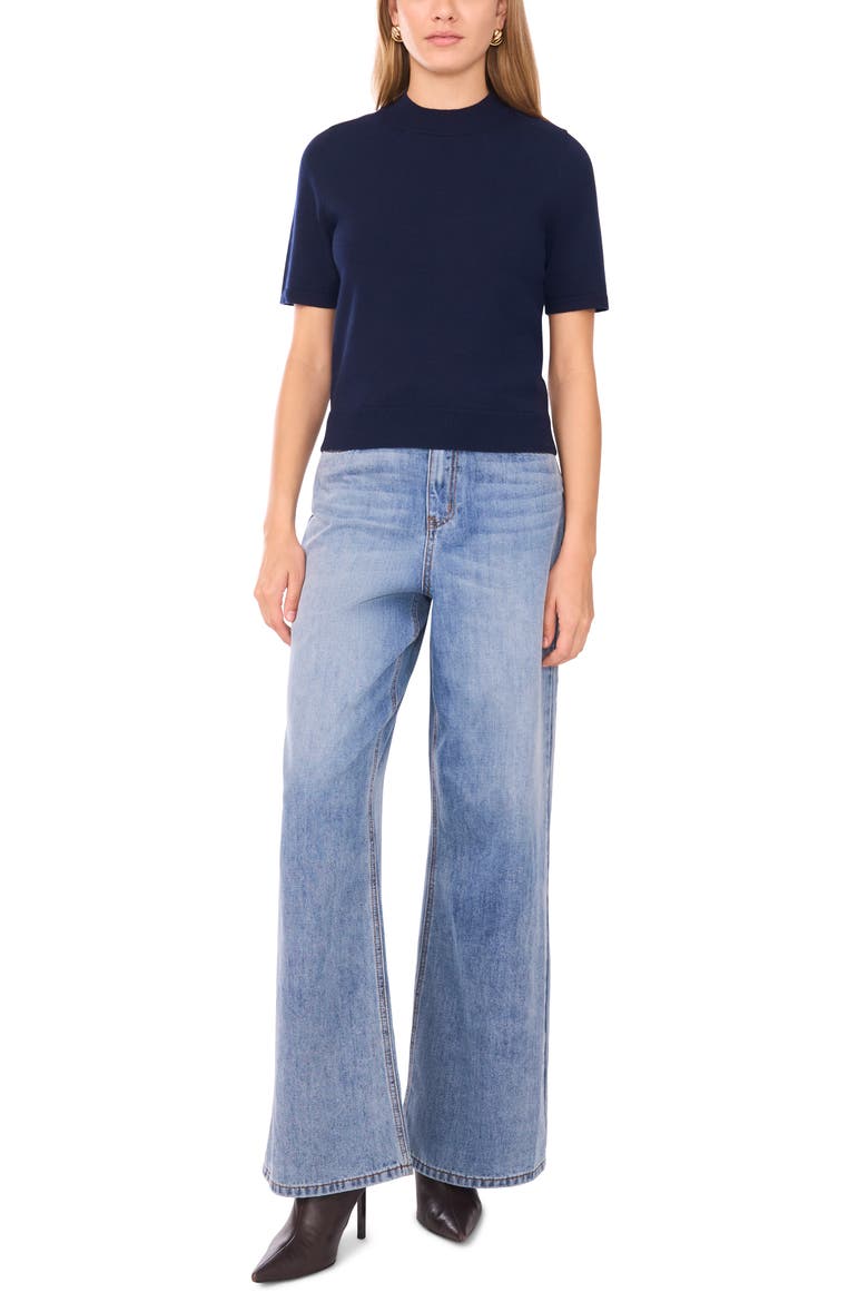 Saddle Short Sleeve Sweater, Alternate, color, CLASSIC NAVY