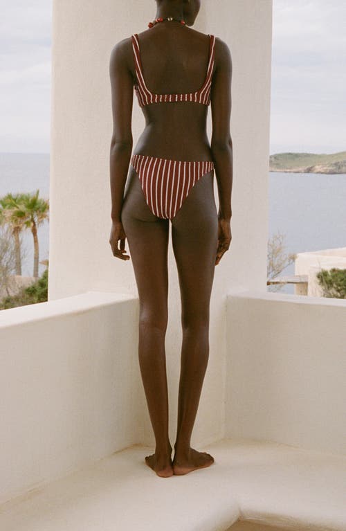 Mango Stripe Rib Bikini Top In Brown
