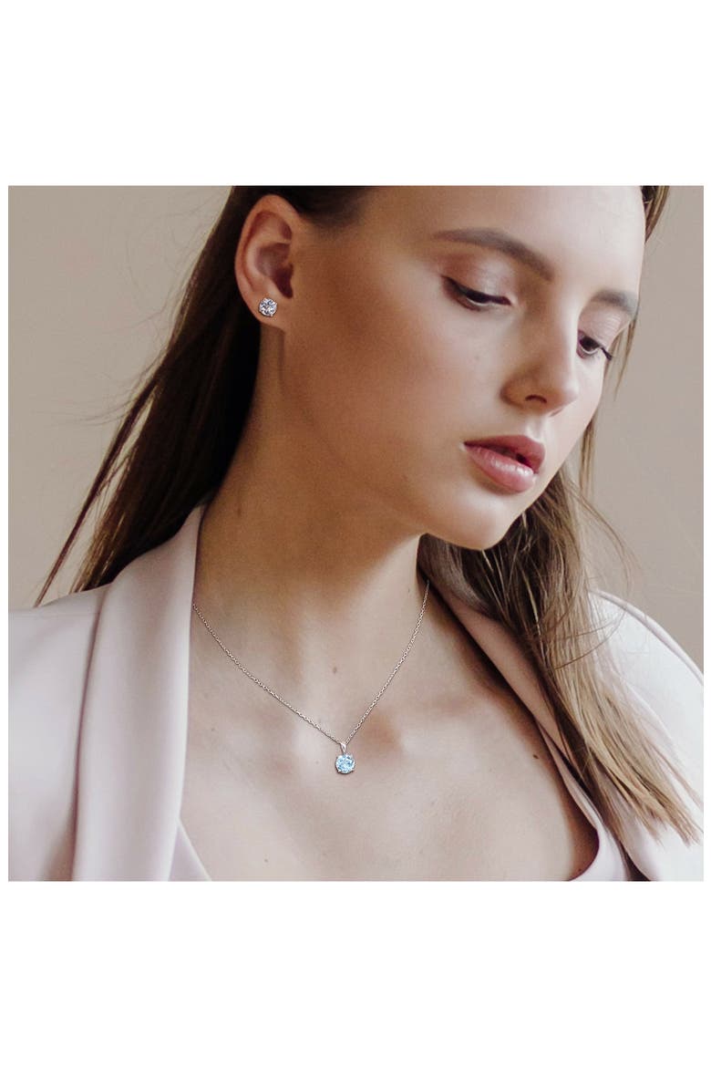Sky Blue Topaz Stud Earrings & Necklace Set, Alternate, color, BLUE