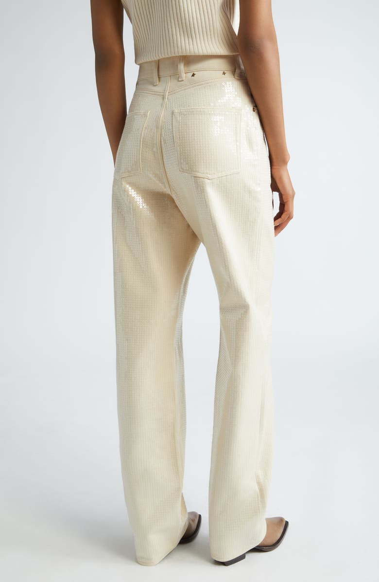 Golden Goose Kim Sequin Five-Pocket Pants, Alternate, color, Ecru
