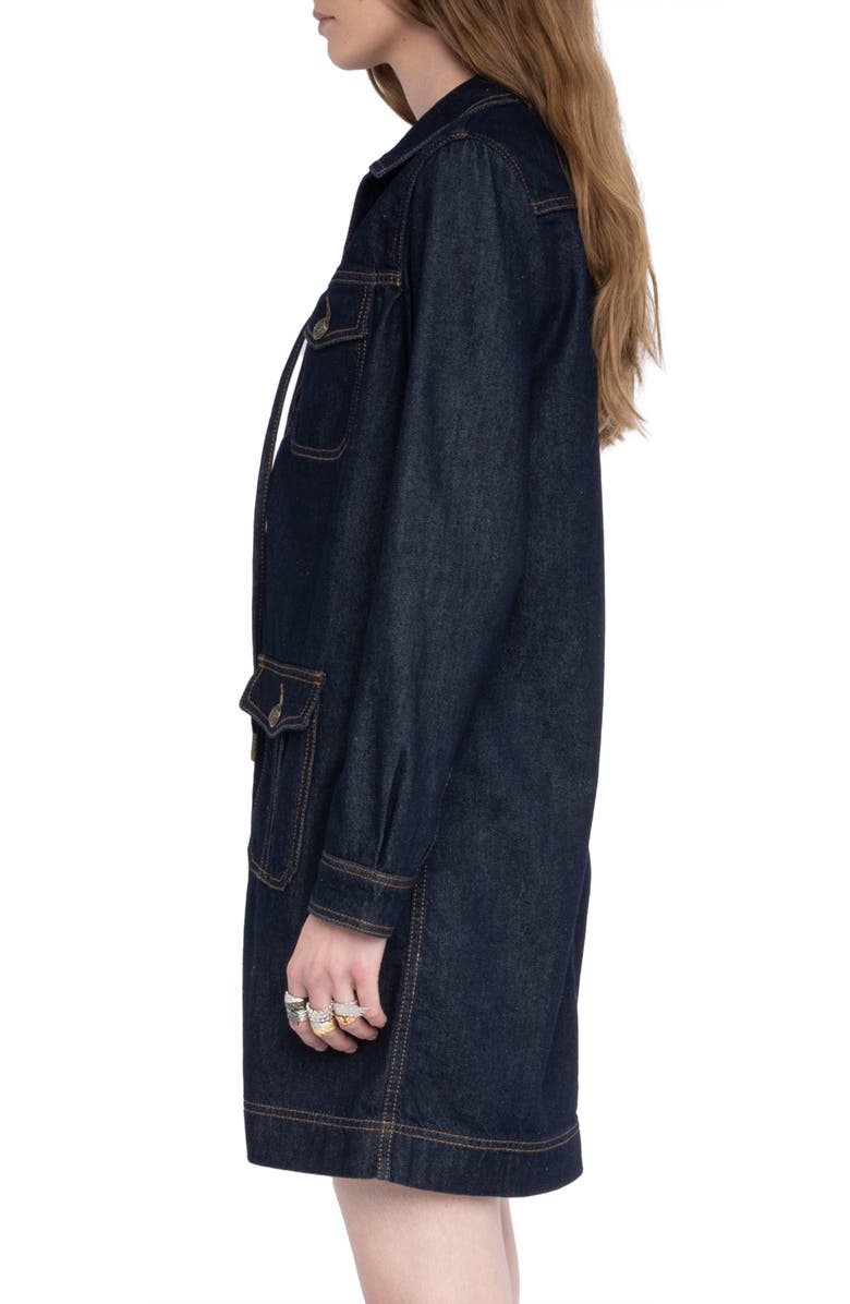 Zadig & Voltaire Remacha Long Sleeve Denim Dress, Alternate, color, Brut