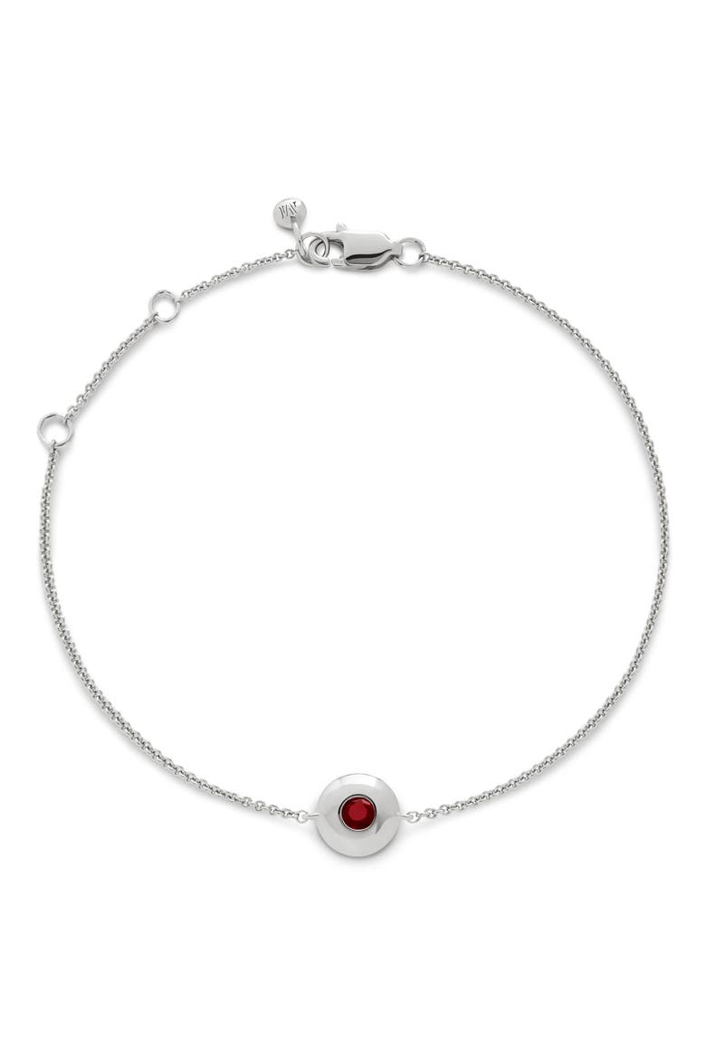 January Birthstone Chain Bracelet, Main, color, STERLING SILVER / RED GARNET