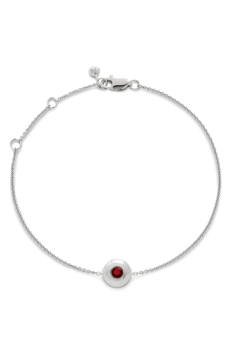 Monica Vinader January Birthstone Chain Bracelet, Main, color, Sterling Silver / Red Garnet