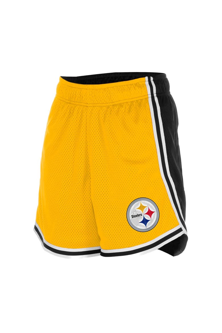 Women's New Era Gold/Black Pittsburgh Steelers Sport Classics Mesh Shorts, Alternate, color, Gold