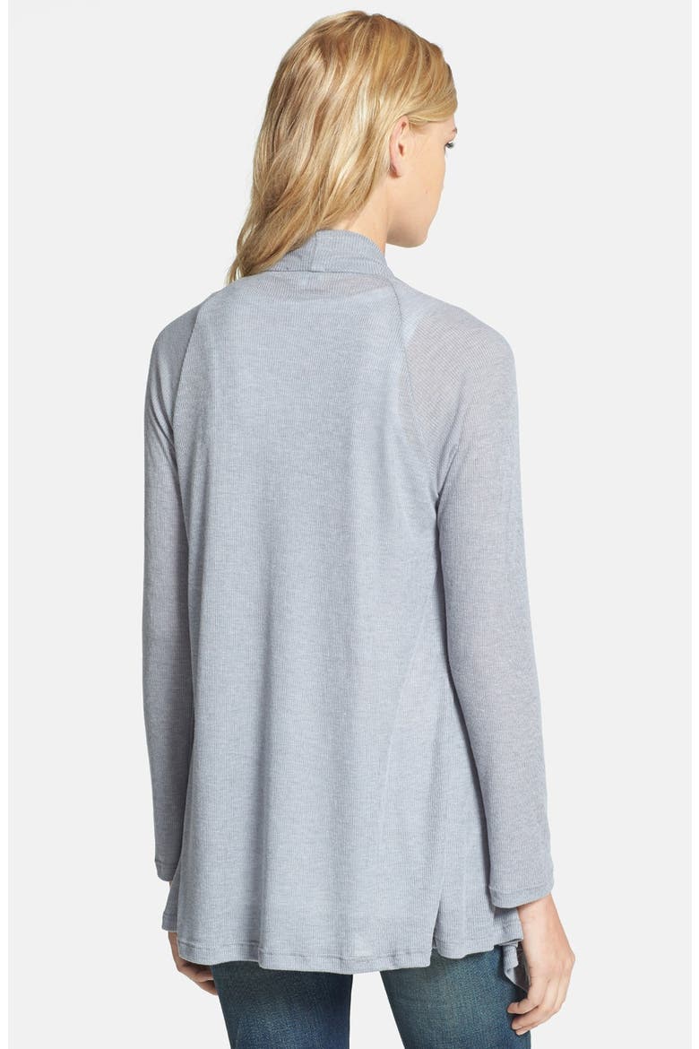 Ribbed Waterfall Cardigan, Alternate, color, HEATHER GREY