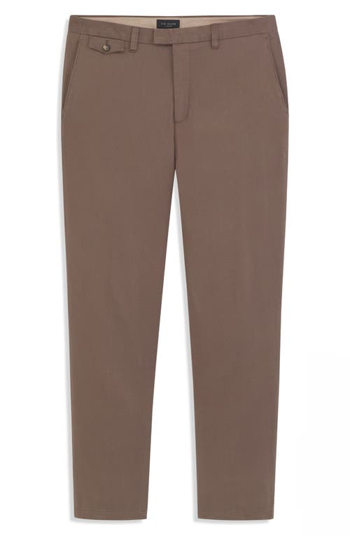 Ted Baker Heavy Stretch Cotton Twill Chino Pants In Brown