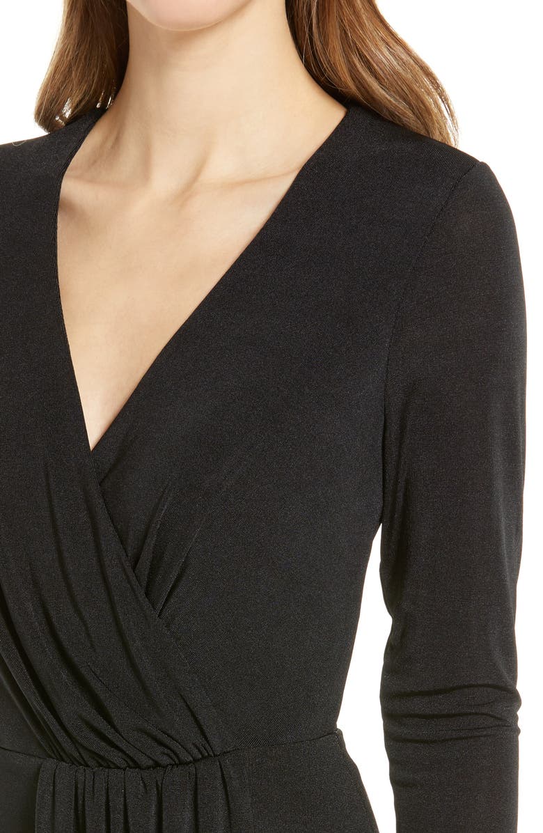 Good American Shimmer Long Sleeve Faux Wrap Dress, Alternate, color, 