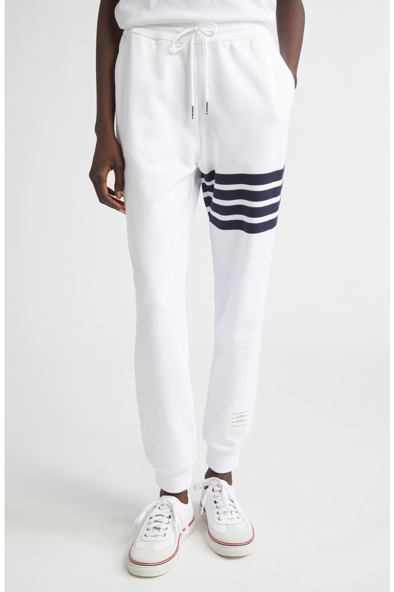 Classic 4-Bar Cotton French Terry Joggers, Main, color, WHITE / NAVY