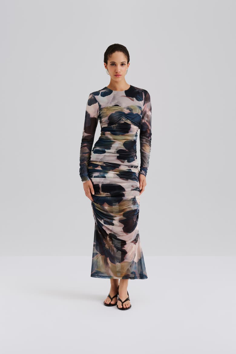 Elionora Sheer Jersey Midi Dress, Main, color, Dusty Poppy