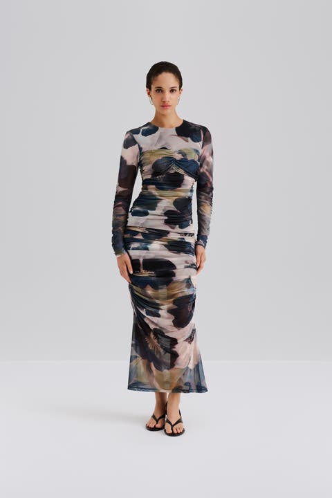 Elionora Sheer Jersey Midi Dress