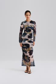 Malina Elionora Sheer Jersey Midi Dress