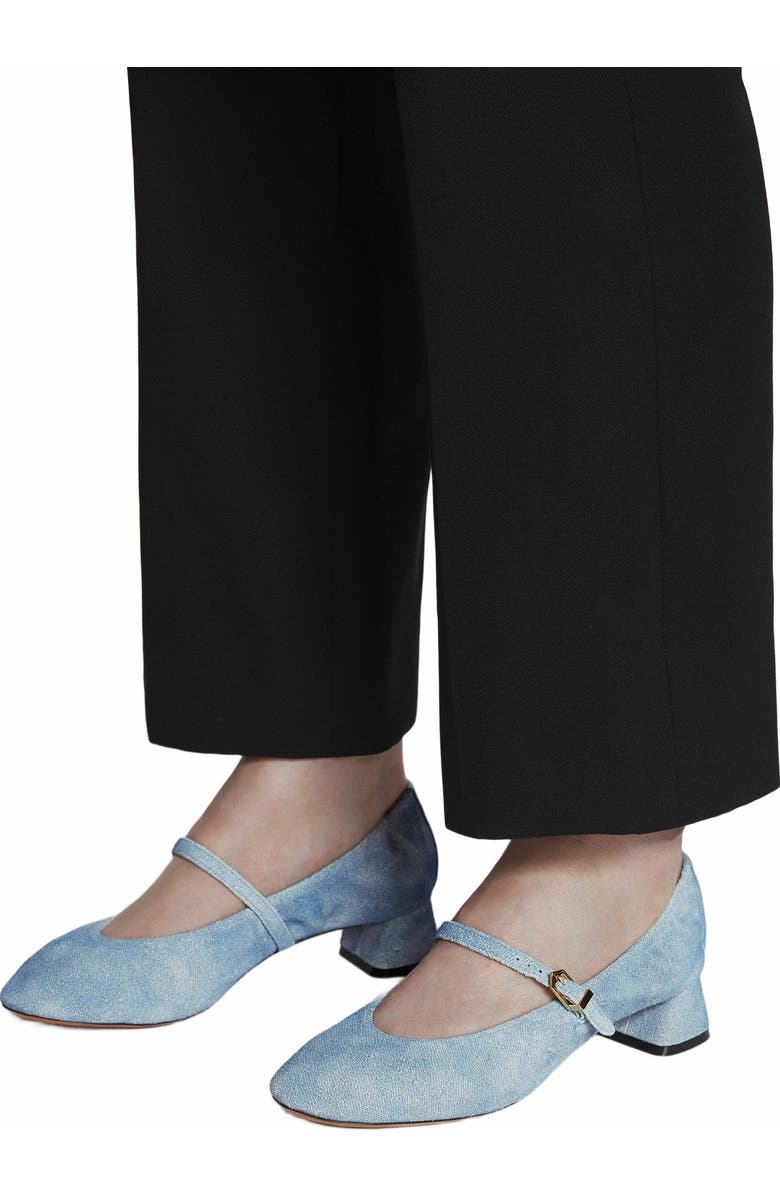 Lanvin Heeled Mary Janes In Leather With A Faded Denim Effect, Alternate, color,