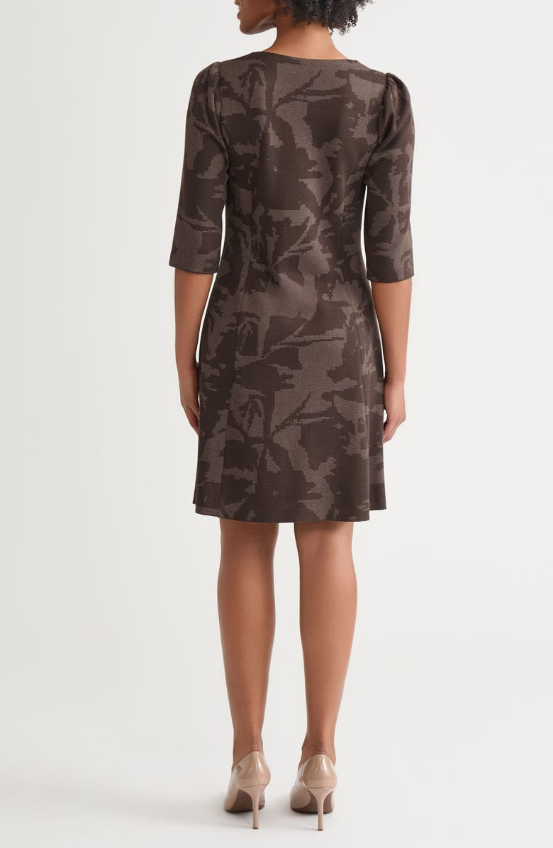 Ming Wang Floral Jacquard Button-Up Knit Dress, Alternate, color, Warm Taupe/ Dark Umber