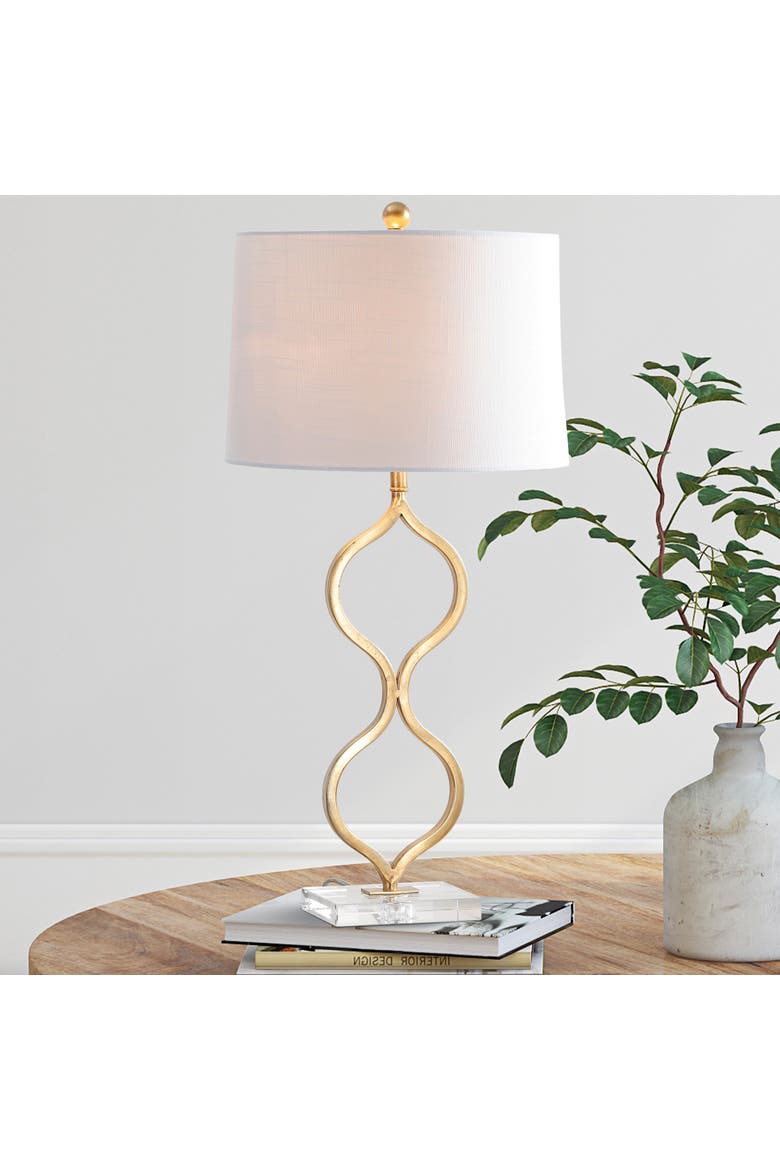 Levi 31.5" Metal/Crystal LED Table Lamp, Gold Leaf, Alternate, color, Gold