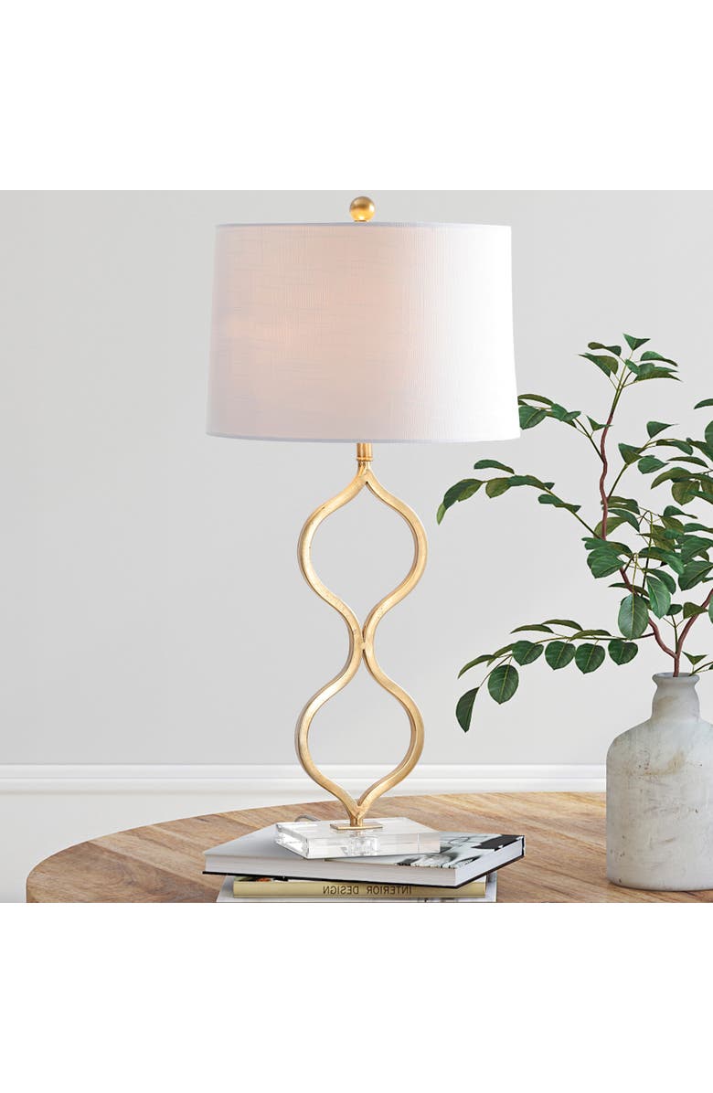 JONATHAN Y Levi 31.5" Metal/Crystal LED Table Lamp, Gold Leaf, Alternate, color, Gold