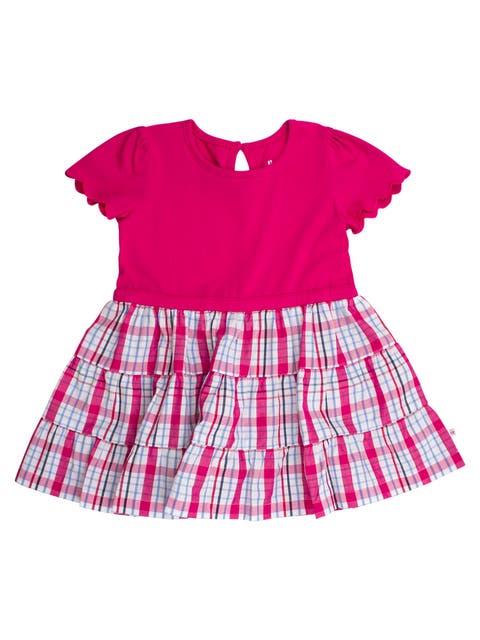 Mixed Media Short Sleeve Tiered Dress (Baby)