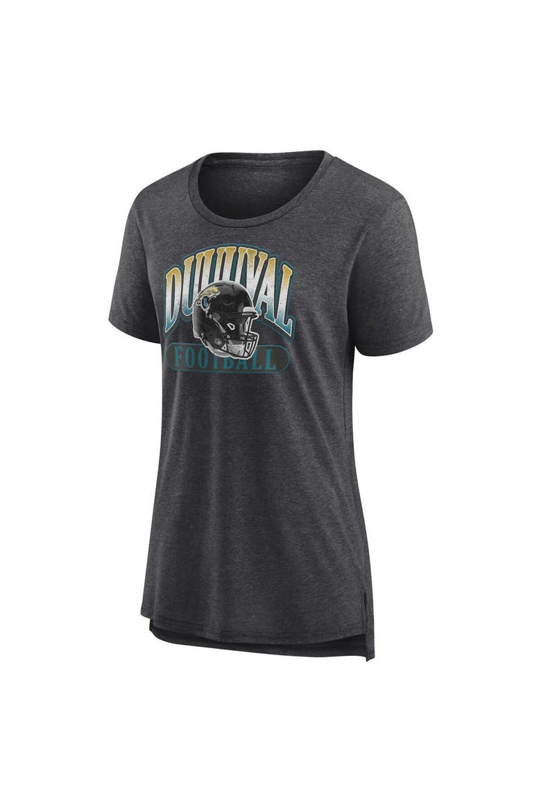 Women's Fanatics Branded  Heather Charcoal Jacksonville Jaguars Our Pastime Tri-Blend T-Shirt, Alternate, color, Heather Charcoal