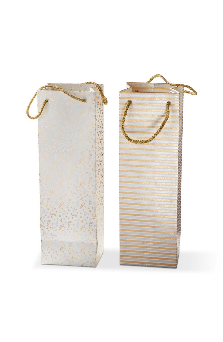 tag Metallic Gold Wine Gift Bag Stylish Tote for Any Occasion, Main, color, Gold