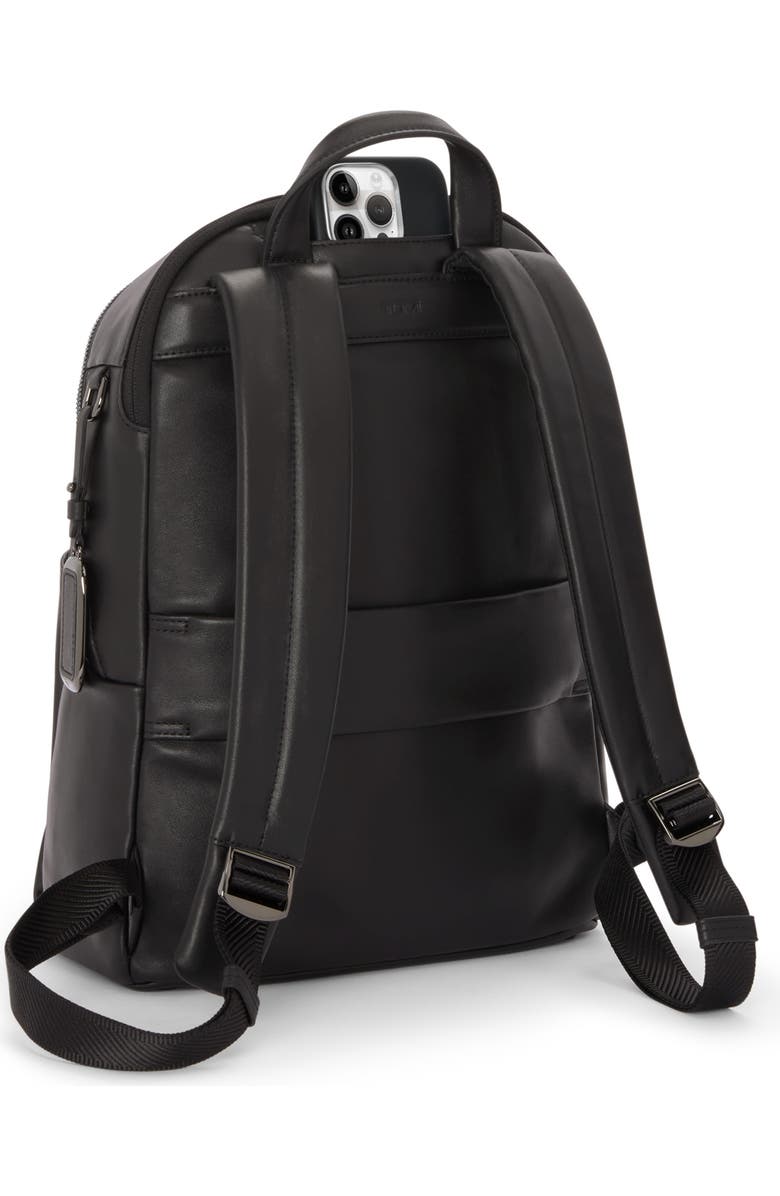 TUMI Raina Medium Leather Backpack, Alternate, color, Black/ Gunmetal