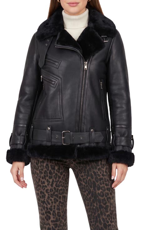 Genuine Shearling  Moto Zip Jacket