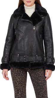 GORSKI Genuine Shearling Moto Zip Jacket
