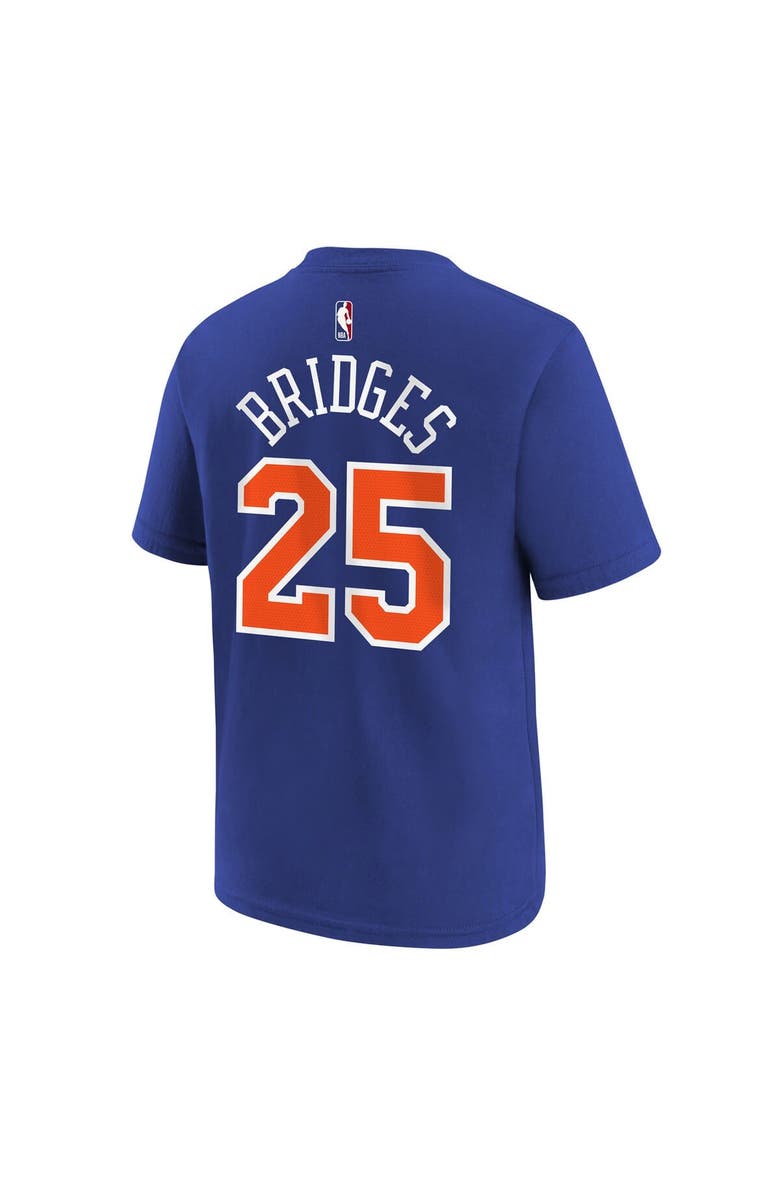 Nike Youth Nike Mikal Bridges Blue New York Knicks Icon Name & Number T-Shirt, Alternate, color, Blue