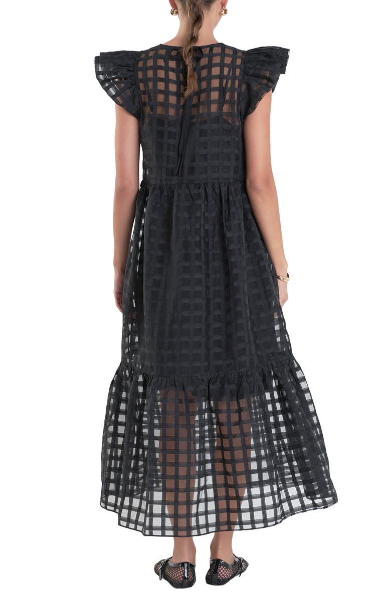 English Factory Check Organza Dress, Alternate, color, Black