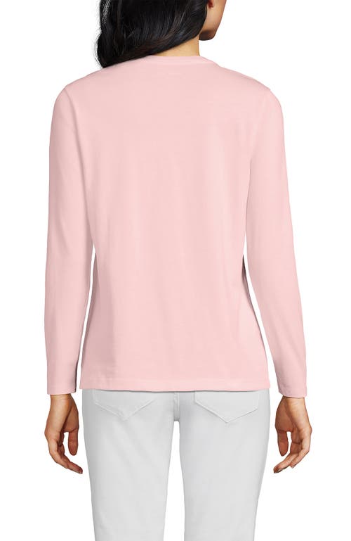 Lands' End Relaxed Supima Cotton Long Sleeve V-neck T-shirt In Pink