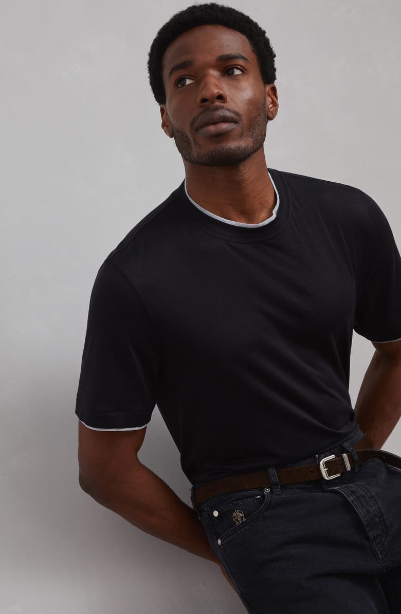 Brunello Cucinelli T-shirt with faux-layering, Alternate, color, 