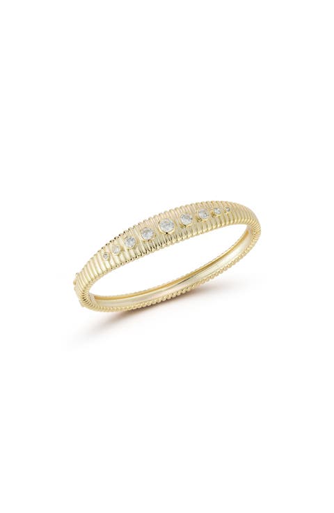 Ribbed Cubic Zirconia Bangle